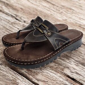 Rugged Outback Thong Sandals Womens 11 Brown Chunky Y2K Summer Slip-on Retro 90s